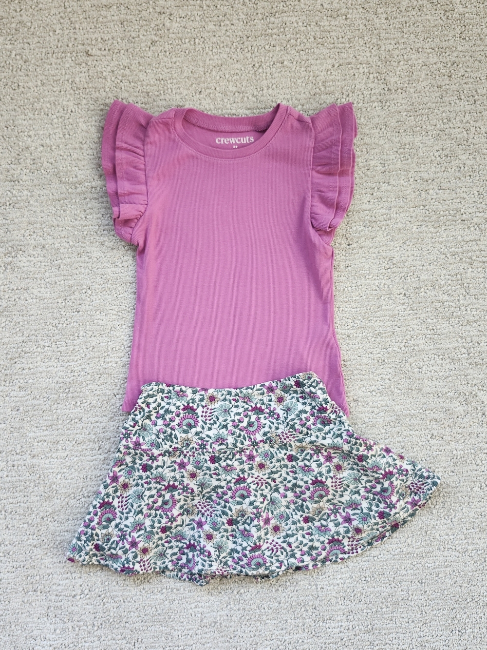 Crewcuts Purple Ruffle Sleeve Ribbed Tee - Picture 3 of 5